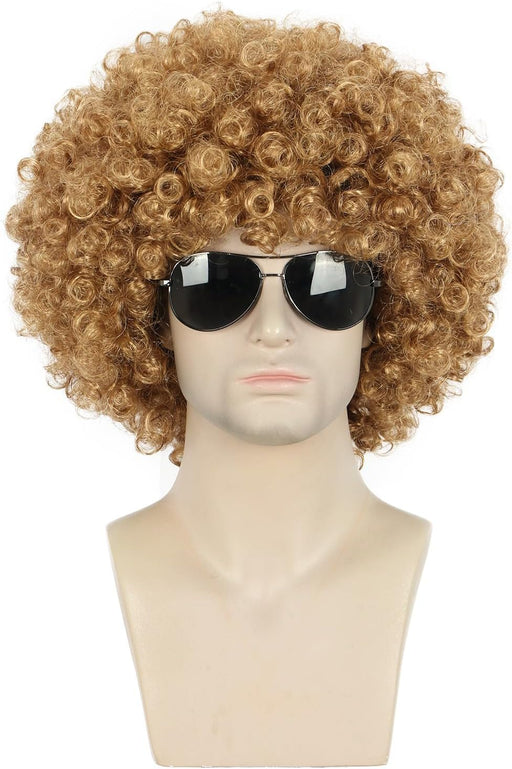 Peluca de fiesta estilo rockero dorado corto y rizado estilo afro de los años 70 y 80 para hombre y mujer de karlery - Quierox - Tienda Online