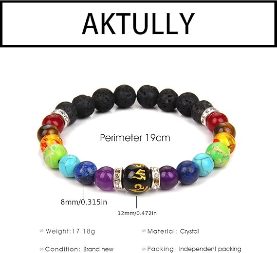 Pulsera de piedra natural de chakra de 8 mm, 7 chakras para Hombres Y Mujeres - Quierox - Tienda Online