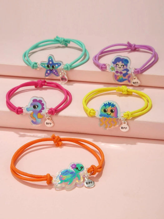 Pulsera decorativa con diseño de estrellas de mar de dibujos animados para niñas, 5 unds - Quierox - Tienda Online