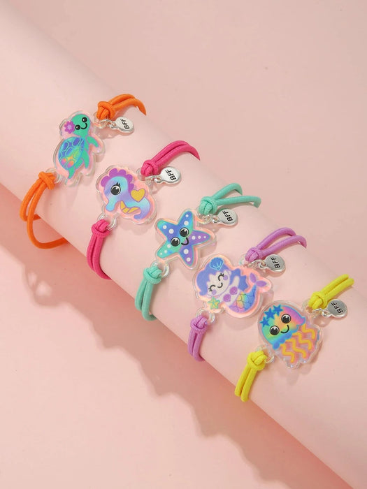 Pulsera decorativa con diseño de estrellas de mar de dibujos animados para niñas, 5 unds - Quierox - Tienda Online