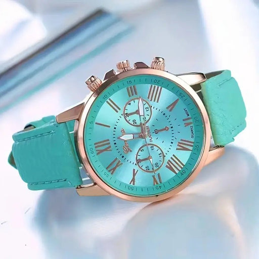 Reloj De Pulsera De Cuarzo Redondo Elegante Con Números Romanos De Color Sólido - Quierox - Tienda Online