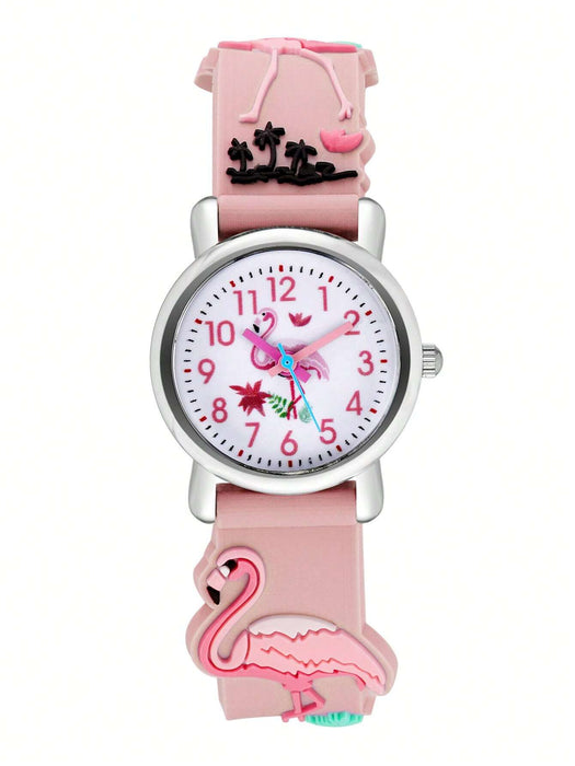 Reloj dulce con patrón de flamenco cuarzo con dibujos animados de plástico con tira - Quierox - Tienda Online