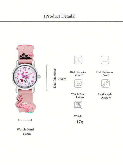 Reloj dulce con patrón de flamenco cuarzo con dibujos animados de plástico con tira - Quierox - Tienda Online