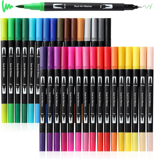 Rotuladores artísticos con pincel, 32 rotuladores de colores, punta fina, resaltador y pincel - Quierox - Tienda Online