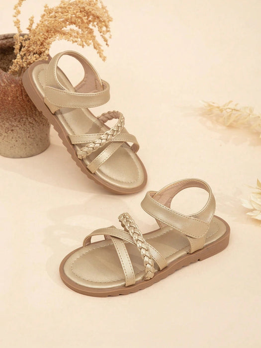 Sandalias Planas De Moda Con Borde Tejido Para Niñas - Quierox - Tienda Online