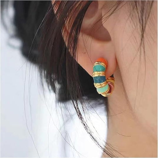 Shein 1 par de pendientes elegantes de cobre/multicolor de alta gama de moda - Quierox - Tienda Online