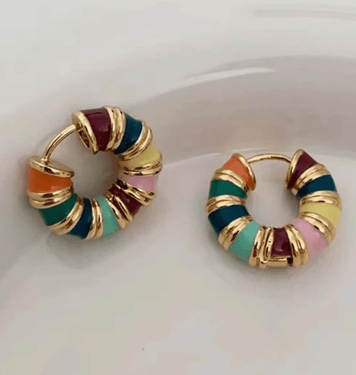 Shein 1 par de pendientes elegantes de cobre/multicolor de alta gama de moda - Quierox - Tienda Online