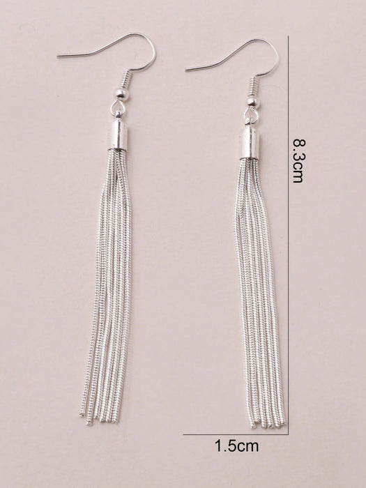 Shein 1 par de pendientes largos con borlas y flecos para mujer - Quierox - Tienda Online