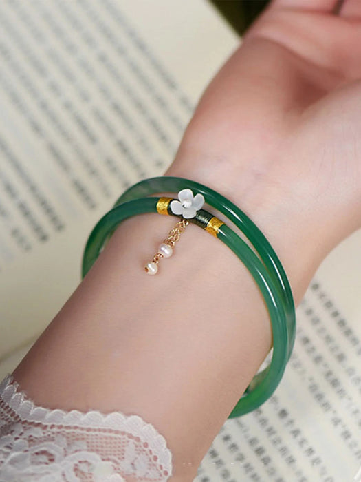 Shein 1 par pulsera con decoración floral y perlas artificiales - Quierox - Tienda Online