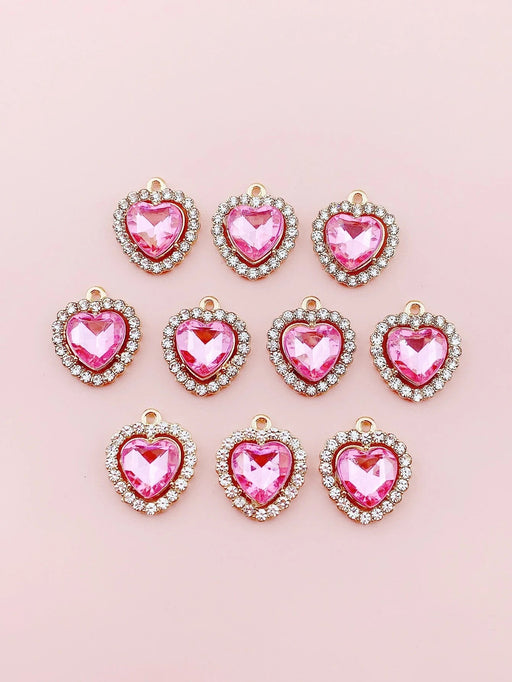 Shein 10 piezas colgante DIY de corazón con diamantes de imitación de metal - Quierox - Tienda Online