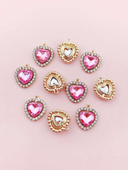 Shein 10 piezas colgante DIY de corazón con diamantes de imitación de metal - Quierox - Tienda Online