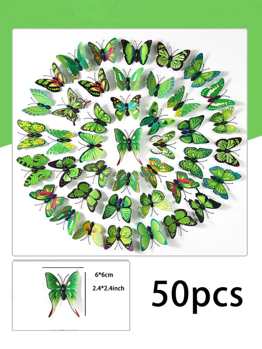 Shein 50 pegatinas de mariposa de PVC, pegatinas de mariposa 3D verdes modernas para el hogar - Quierox - Tienda Online