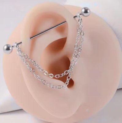 Shein aretes industriales, barra de acero inoxidable, piercing para cartílago - Quierox - Tienda Online