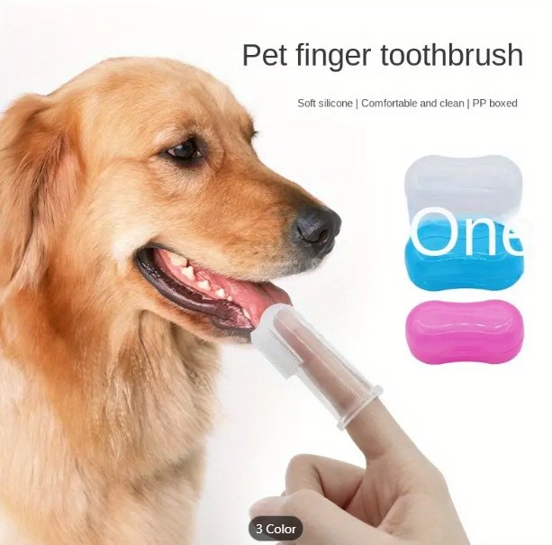 Shein Cepillo de dientes para dedos de perro, de silicona suave para el cuidado dental de mascotas - Quierox - Tienda Online