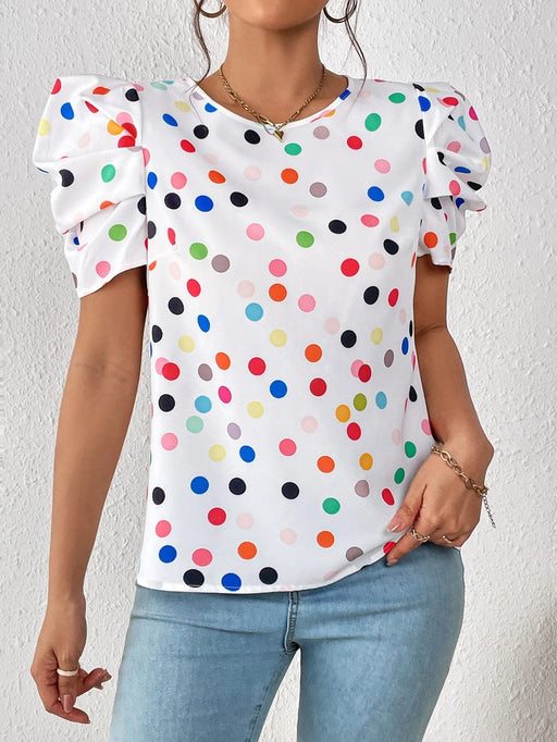 SHEIN Clasi Blusa con mangas abullonadas y estampado de lunares - Quierox - Tienda Online