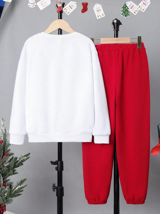 Shein Conjunto de 2 piezas de sudadera con cuello redondo y pantalones - Quierox - Tienda Online