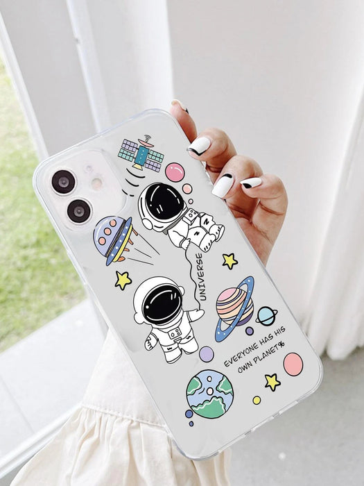 Shein Funda transparente para teléfono con diseño de astronauta de dibujos animados - Quierox - Tienda Online