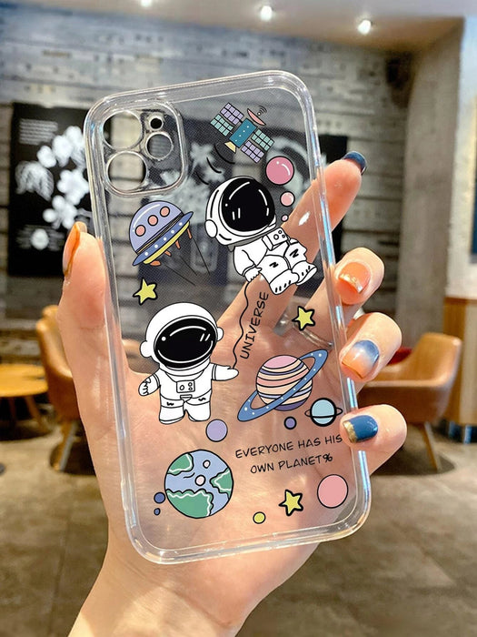 Shein Funda transparente para teléfono con diseño de astronauta de dibujos animados - Quierox - Tienda Online