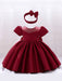 SHEIN Glamorique Kids Vestido de fiesta con mangas abullonadas y diadema con lazo grande para niña - Quierox - Tienda Online