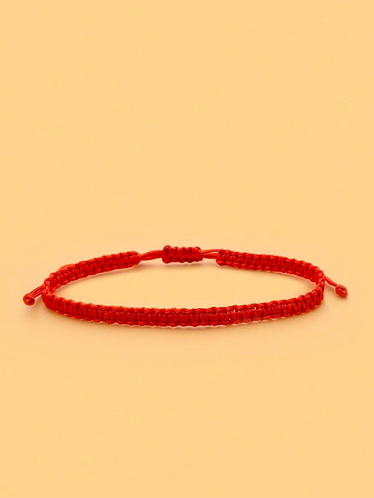 Shein Juego de 12 piezas de amuleto de buena suerte, pulsera tejida roja clásica - Quierox - Tienda Online