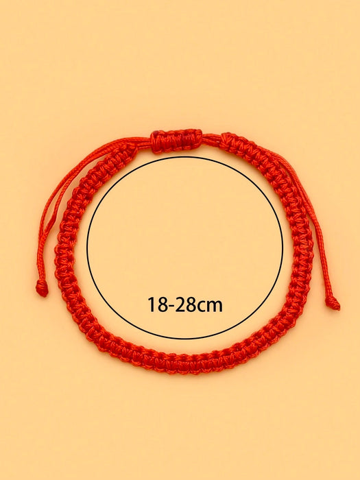 Shein Juego de 12 piezas de amuleto de buena suerte, pulsera tejida roja clásica - Quierox - Tienda Online