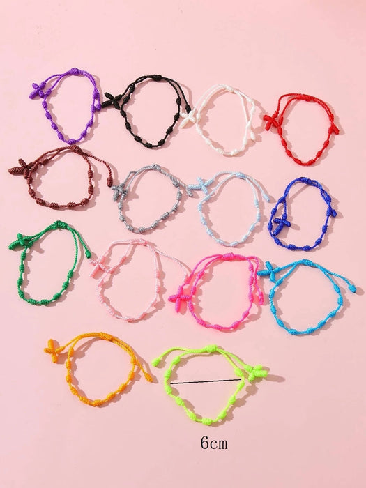 Shein Juego de 14 pulseras de hilo de colores textiles de moda para mujer - Quierox - Tienda Online