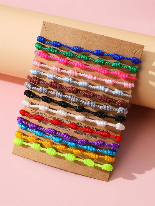 Shein Juego de 14 pulseras de hilo de colores textiles de moda para mujer - Quierox - Tienda Online