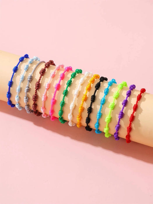 Shein Juego de 14 pulseras de hilo de colores textiles de moda para mujer - Quierox - Tienda Online