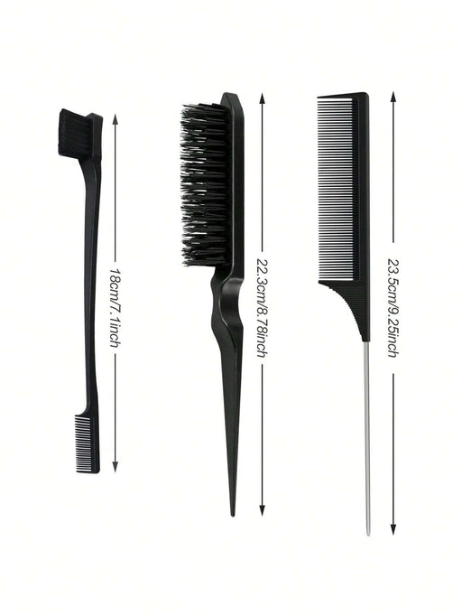 Shein Juego de 3 herramientas de peluquería, cepillo para cardar, cepillo para teñir, peine de cola puntiaguda - Quierox - Tienda Online