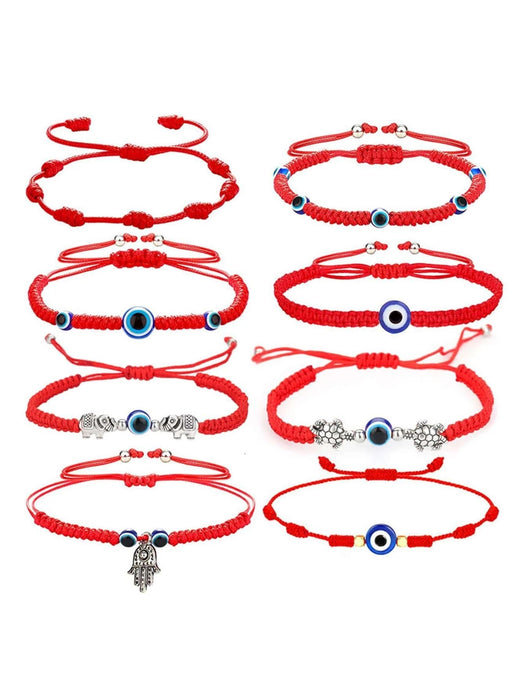 Shein Juego de 8 pulseras ajustables con dijes de mano de Hamsa y detalle de mal de ojo - Quierox - Tienda Online