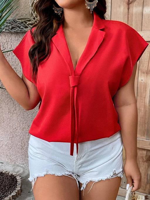 SHEIN LUNE Plus - Blusa con mangas murciélago y lazo en la parte delantera - Quierox - Tienda Online