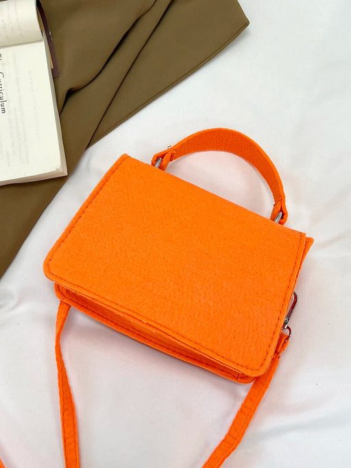 Shein Mini bolso cuadrado con solapa asimétrica en color naranja neón - Quierox - Tienda Online