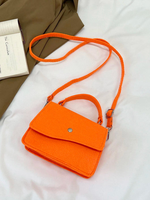 Shein Mini bolso cuadrado con solapa asimétrica en color naranja neón - Quierox - Tienda Online