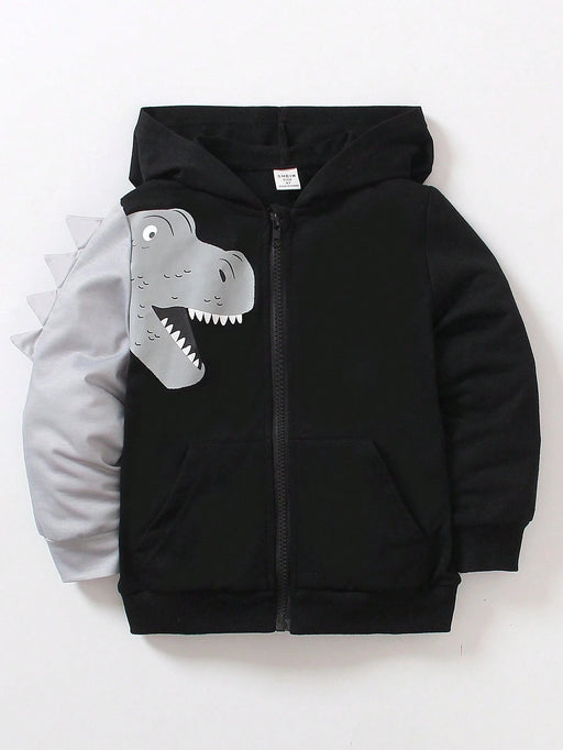 SHEIN Niño joven Sudadera con capucha con parche 3D y estampado de dinosaurio - Quierox - Tienda Online