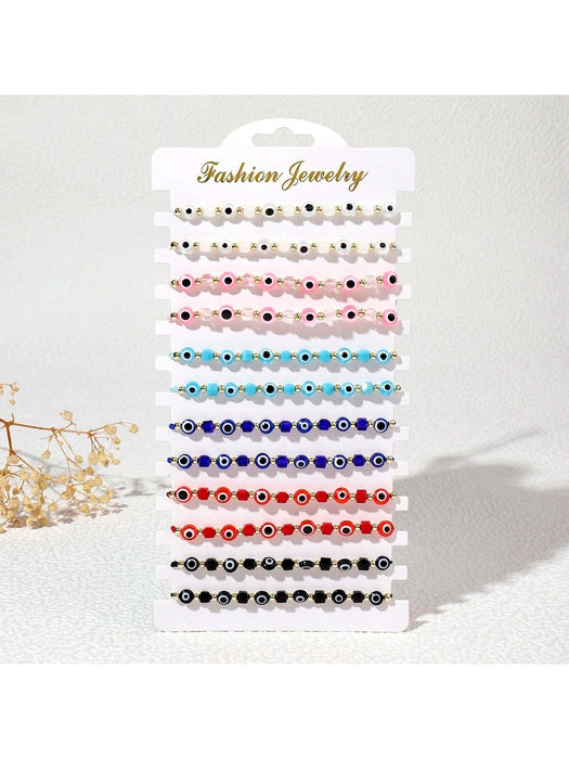 Shein Pulsera de cuentas con forma de ojo de 12 piezas - Quierox - Tienda Online