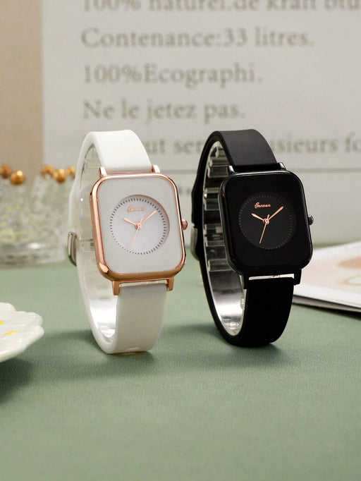 SHEIN Reloj de cuarzo con esfera cuadrada para parejas, 2 piezas - Quierox - Tienda Online