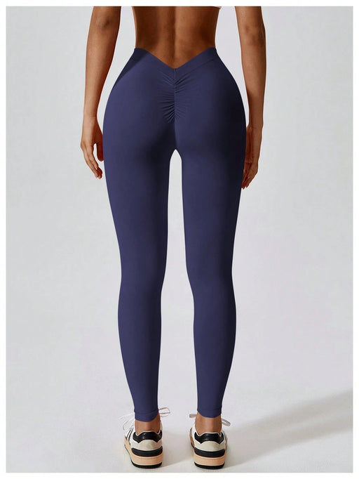 Shein Sxy Leggings de Yoga Atléticos de Cintura Ancha Color Sólido - Quierox - Tienda Online