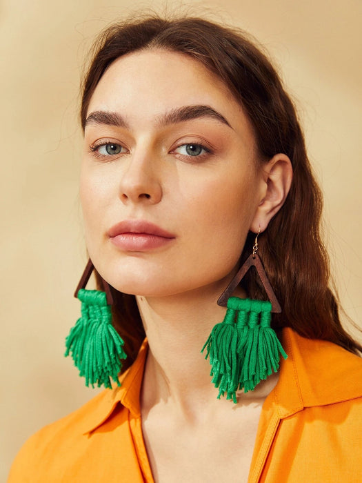 SHEIN VCAY Pendientes colgantes geométricos y con borlas - Quierox - Tienda Online