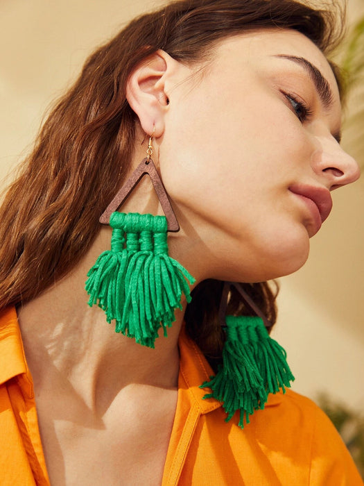 SHEIN VCAY Pendientes colgantes geométricos y con borlas - Quierox - Tienda Online