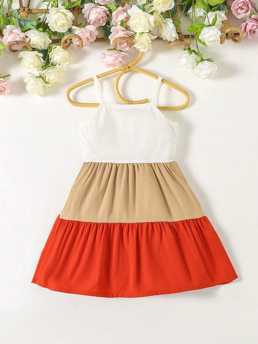 Shein Vestido de tirantes con volantes en el dobladillo y bloques de color para niña de Souflis - Quierox - Tienda Online