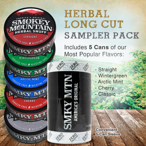 Smokey Mountain Herbal Long Cut - Caja de 5 latas de Tabaco sin nicotina ni tabaco - Quierox - Tienda Online