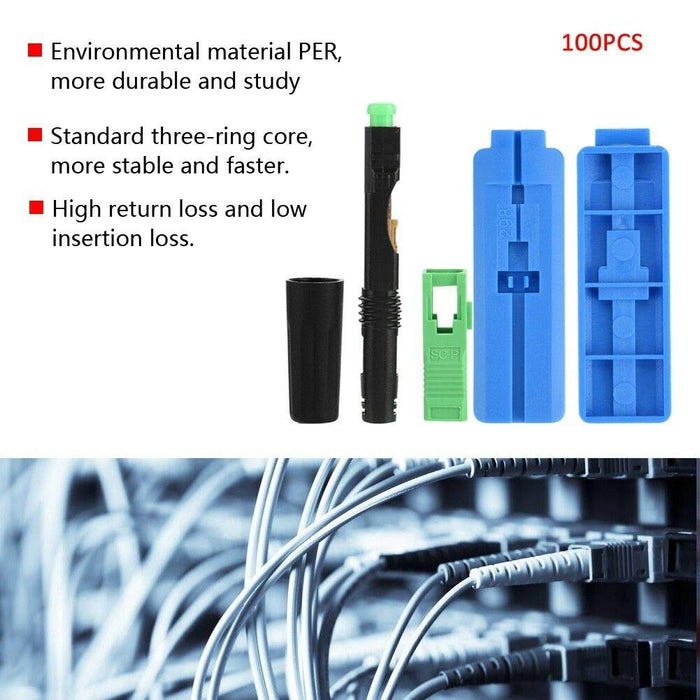 Techtest 100 piezas integrado SC APC conector rápido de fibra óptica - Quierox - Tienda Online