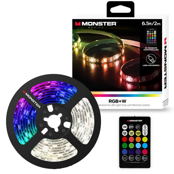 Tira de luces LED para interiores de 6,5 pies, multicolor, blanco, enchufe USB, control remoto - Quierox - Tienda Online