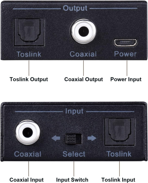 TOSLink a coaxial o coaxial a óptico SPDIF Toslink Convertidor de audio digital - Quierox - Tienda Online