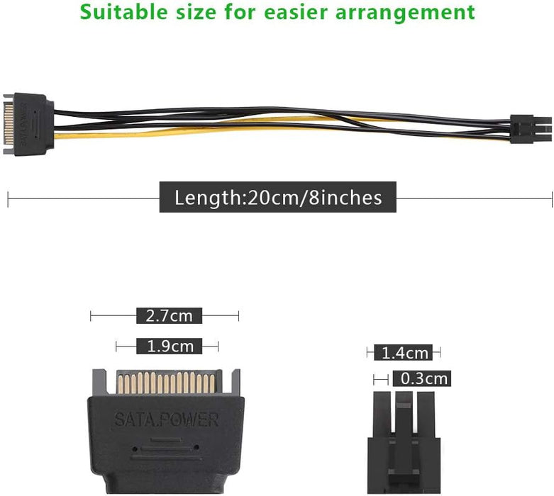 UGREEN Sata Cable de alimentación Sata15 Pin a 6 Pin PCI Express Tarjeta de Video - Quierox - Tienda Online