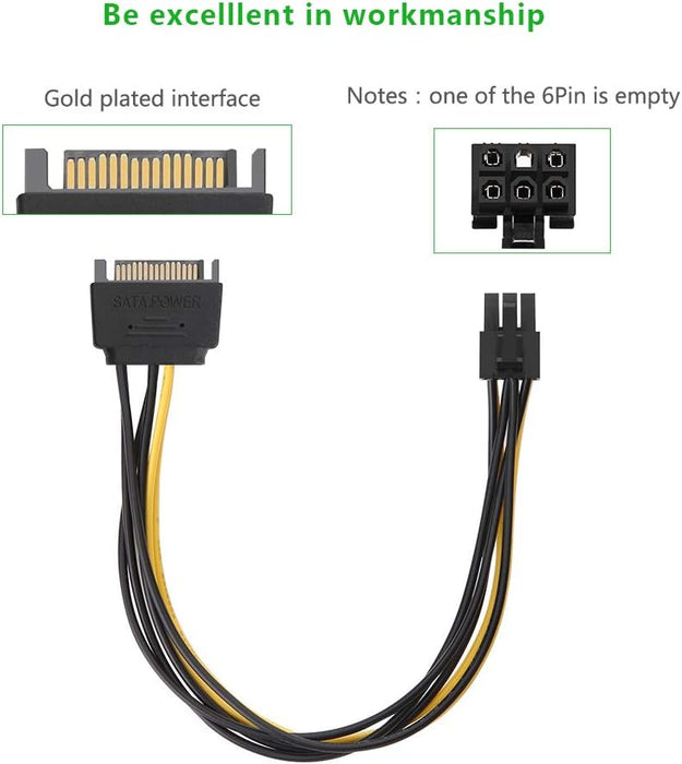 UGREEN Sata Cable de alimentación Sata15 Pin a 6 Pin PCI Express Tarjeta de Video - Quierox - Tienda Online