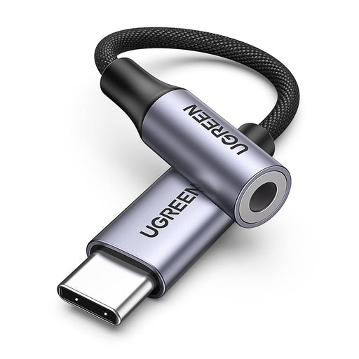 UGREEN USB-C to 3.5mm M/F Cable Aluminum Shell with Braided 10cm (Space Gray) - Quierox - Tienda Online