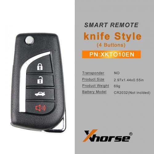 Xhorse XKTO10EN 5 unid cable remoto llave Toyota Flip 4 botones - Quierox - Tienda Online