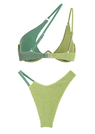 ZAFUL - Bikini con aros para mujer, traje de baño de dos piezas con realce y un hombro al descubierto - Quierox - Tienda Online