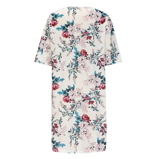 Zanzea Vestidos estampados florales de media manga con cuello redondo casual para mujer - Quierox - Tienda Online